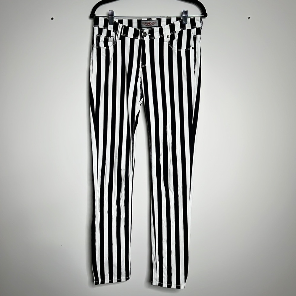 Iris Jeans black and white stripes size 11